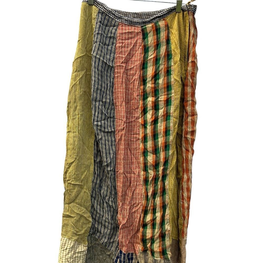 Sacred Threads Patchwork Maxi Skirt Sz M/L Bohemian Festival Folk Rustic Cottage - Picture 2 of 5